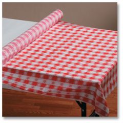 Hoffmaster 114001 40" x 300' Red Gingham Plastic Table Cover Roll