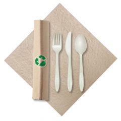 Hoffmaster 119993 Linen-Like Natural CaterWrap w/ Cutlery