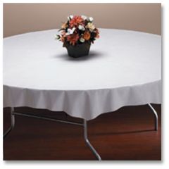 Hoffmaster 210451 82" White Octy-Round Linen-Like Table Cover
