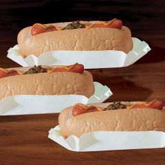 Hoffmaster BLHDFLSP 10"Foot Long White Fluted Hot Dog Tray