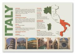 Hoffmaster PP112 Map of Italy Placemat, Recycled Paper, 10"X14"