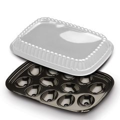 D&W Fine Pack I51P 12-Compartment To-Go Egg Tray Combo, Black/Clear