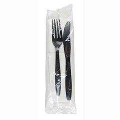 Max Packaging 38D-B4 Black Plastic Cutlery Kits- Fork/Knife/Nap