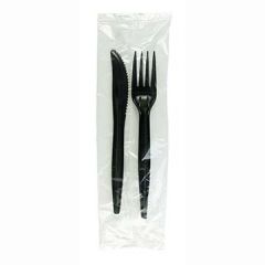 Max Packaging 424H-B4 Black Plastic Cutlery Kits- Fork/Knife