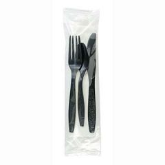 Max Packaging 68D-B4 Xtra HW Black Plastic Cutlery Kits