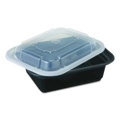 Pactiv NC-818-B VERSAtainer 12oz Microwaveable Rectangle Takeout Container and Lid Combo