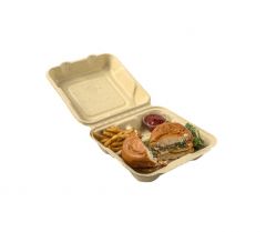 Fabri-Kal GP88-3 Compostable Hinged To-Go Container, 3 Compartment
