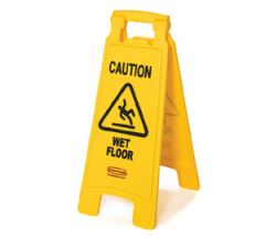 Rubbermaid FG611277YEL 2-Sided "Caution Wet" Floor Sign, Yellow
