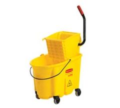 Rubbermaid WaveBrake 35 Qt. Yellow Mop Bucket & Side Press Wringer Combo
