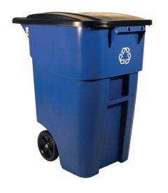 Rubbermaid FG9W2773BLUE 50 Gal Blue "We Recycle" Brute Roll Out