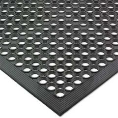 San Jamar KM1100 36" x 60" Black Rubber Floor Mat