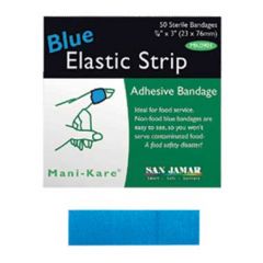 San Jamar MK0901 Mani-Kare 7/8" x 3" Blue Bandage Strips - 300/pack