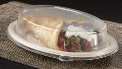 Sabert 5497SV300 Clear Lid for Pulp Burrito Bowls and Small Oval Pulp Plates