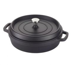Spring USA 8656-8/28 2.7 Qt Ironlite Shallow Casserole Dish With Cover - Black