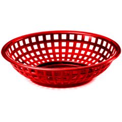 Tablecraft 1075R 8" X 2-3/8" Red Plastic Round Serving Basket
