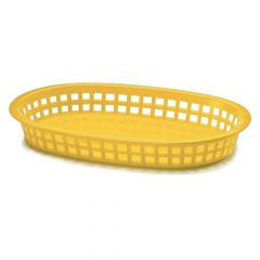 Tablecraft 1076Y 10-1/2"X7"X1-1/2" Chicago Yellow Plastic Oval Basket