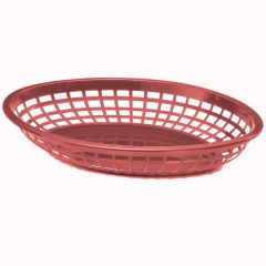 Tablecraft 1084R 11-3/4"X8-7/8"X1-7/8" Red Jumbo Oval Plastic Basket
