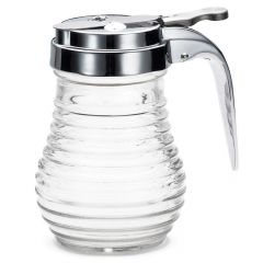 Tablecraft BH7 Beehive 6 oz Clear Glass Syrup Dispenser w/ Chrome Top