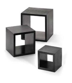 Tablecraft WBK3 Black Wood 3 Piece Square Riser Set