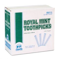 AmerCare Royal RM115 Individually Wrapped Mint Toothpicks, Pack of 1000