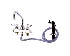 T & S Brass B-1171 Sink Faucet with Hose Spray, 4" centers