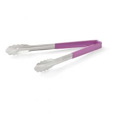 Vollrath 4781280 One-Piece Scalloped Kool-Touch Tongs, 12", Purple Handle