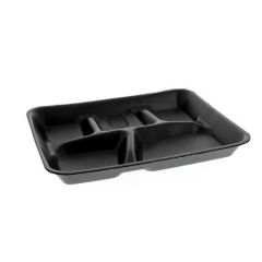 Pactiv YTHB0500SGBX 5-Compartment Foam School Lunch Tray, Black